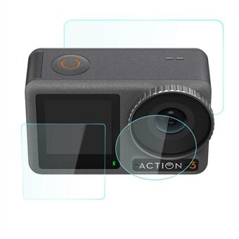 BDRRC for DJI Osmo Action 3 kamera herdet glassfilm Eksplosjonssikkert skjermlinsebeskyttersett