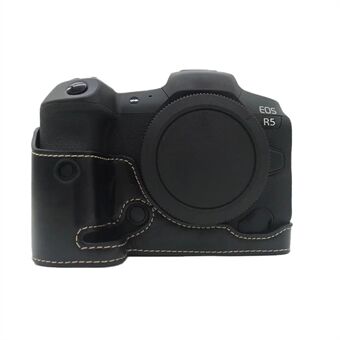 For Canon EOS R5 / R6 PU-lærkamera Bunndeksel Batteriåpningsdesign Beskyttende halvkroppsdeksel