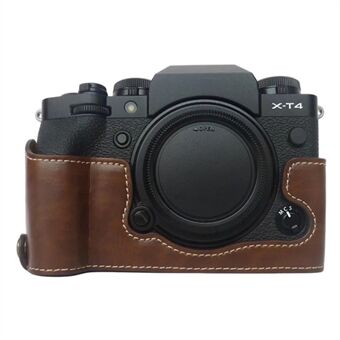 For Fujifilm X-T4 digitalkamera PU-lærbeskyttende bunnveske Anti- Scratch deksel med batteriåpning