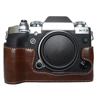 For Fujifilm X-T3 digitalkamera PU-lærbeskyttende bunndeksel Batteriåpningsdesign Halvkroppsdeksel