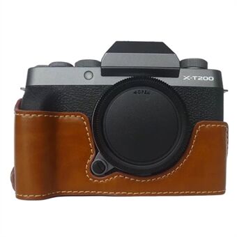 For Fujifilm X-T200 digitalkamera beskyttende bunndeksel Anti- Scratch PU-skinn Halvkroppsdeksel med batteriåpning