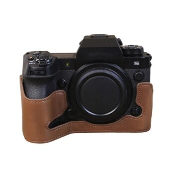 For Fujifilm X-H2s PU-skinn Anti- Scratch kamera bunndeksel Stor åpningsdesign Beskyttende halvkroppsveske