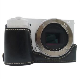 For Sony ZV-E10 kamerabunndeksel Anti- Scratch PU-skinn halvt beskyttende deksel med batteriåpningsdesign