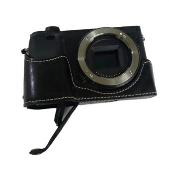 For Sony A6400 / A6300 / A6000 kamerabeskyttende halvkroppsdeksel PU-skinnbunndeksel med batteriåpning