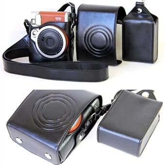 For Fujifilm Instax Mini 90 Syntetisk lær kameraveske Beskyttelsesveske med filmveske og nakkestropp