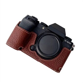 Halvdeksel i ekte skinn for Fujifilm X-S10-kamera, Scratch med batteriåpning