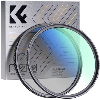 K&F CONCEPT 82 mm 2-i-1 filtersett MCUV+CPL kameralinsefilter 18-lags belagt ultratynt anti- Scratch