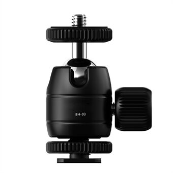 UURIG BH-03 Mini Ball Head Mount Adapter med 1/4" Hot Shoe 360-graders roterende gimbal for kamerabur LED-videolysmonitor