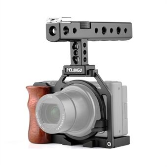 YELANGU C20-B Avtakbart topphåndtak i aluminiumslegering med bur DSLR-kamera Filmfilmsett for Sony ZV-1-kamera (YLG0332B)