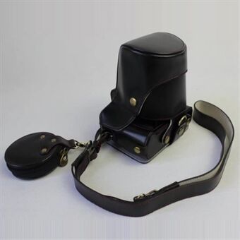 Beskyttelsesveske i PU-skinn + stropp + kameralinseveske for Fujifilm X-E3 (Long-focus Edition) kamera - svart