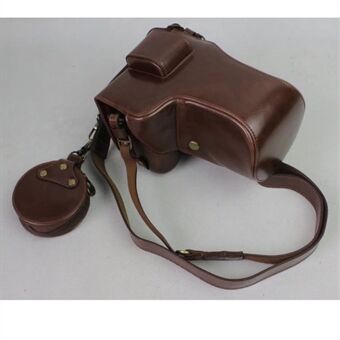 Beskyttelsesveske i PU-skinn + stropp + kameralinseveske for Sony ILCE-9 / A9 / A7RM3 A7RIII