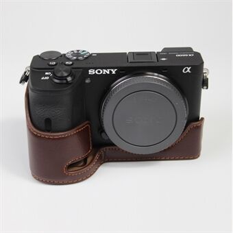 Kamerabeskyttelse i ekte skinn, semi-etui til Sony A6600