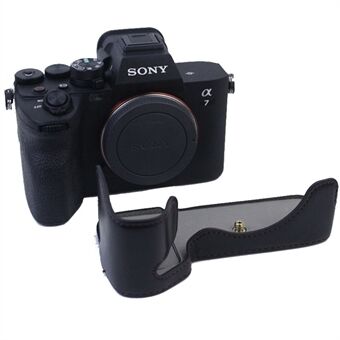 Bunndeksel for kamera i PU-skinn Beskyttende halvkroppsdeksel for Sony A7M4 / A1 / A7S III / A7S3-kamera