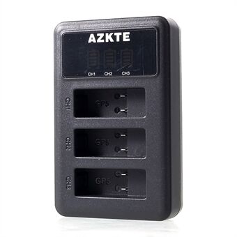 AZKTE AT850 [LCD-skjerm] 3-spors batterilader for GoPro Hero 5 6 7