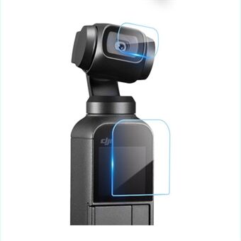 [2 stk + 2 stk] DX-60 HD linsebeskytter i herdet glass + skjermbeskyttende film for DJI OSMO-lommekamera