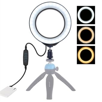 Head 6,2 tommers USB 3 moduser Dimbar LED- Ring Vlogging fotografering Videolys med kulehode på stativ