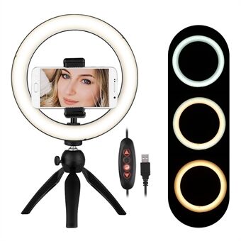 8,6-tommers LED- Ring 3 lysmoduser og dimbar lysstyrke Videolys Selfie- Ring med Stand for YouTube-video / Live Stream / Makeup