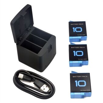AT1274 3-Channel Battery Charger Charging Case with 3 Batteries for GoPro Hero 9/10
