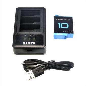 AZKTE AT1275 LCD Display Battery Charger + 1 Battery Action Camera 1800mAh Battery Charging Dock Set for GoPro Hero 10/9