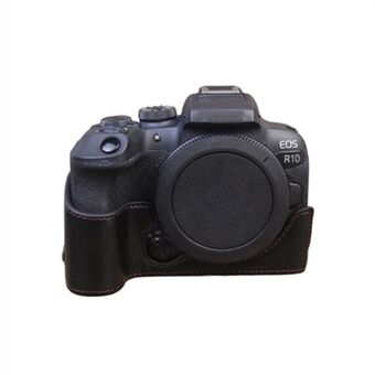 For Canon EOS R10 PU Skinn Anti- Scratch Kamera Bunndeksel Stor åpning Design Beskyttende halvkroppsveske