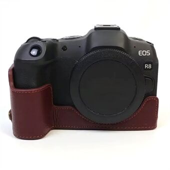 For Canon EOS R8 ekte kuskinn kamera Bunndeksel Halvt deksel med batteriåpning
