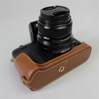 Ekte lær halvkameraveske Bagdekselbeskytter for Fujifilm X-E3 kamera - brun