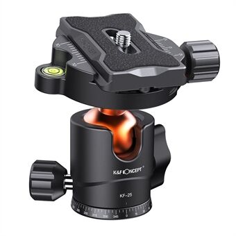 K&F CONCEPT Head 25 mm kamerastativ kulehode med 1/4-tommers Quick og Spirit for stativ monopod
