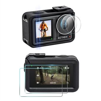 STARTRC 1126549 2 sett for DJI Osmo Action 4 Sportskamera herdet glass foran og bak skjermbeskytter + linsefilm