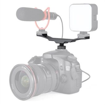 YELANGU A64 1-til-2 kamera Vlog Cold Shoe Extension Bar med 1/4\'\' grensesnittbrakett Universal Cold Shoe Mount Adapter for LED-lys / mikrofoner / skjermer / lydopptaker Kameratilbehør