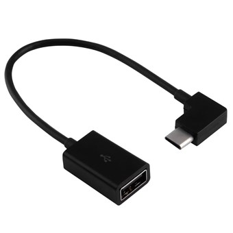 UC-017 rettvinklet 90 grader Type-C hann til USB 2.0 hun OTG-kabel for smarttelefoner, nettbrett og bærbar PC - svart