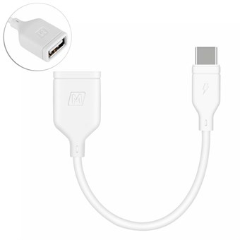 USB-C til USB-adapter - Støtter OTG-funksjon - 15 cm - Hvit