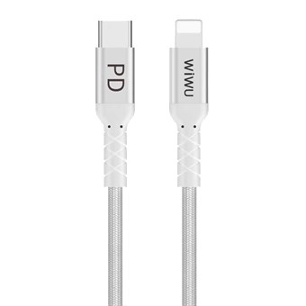  WIWU WP101 2,4 A USB-C / Type-C til 8-pinners Dataladekabel - 1 m - Hvit